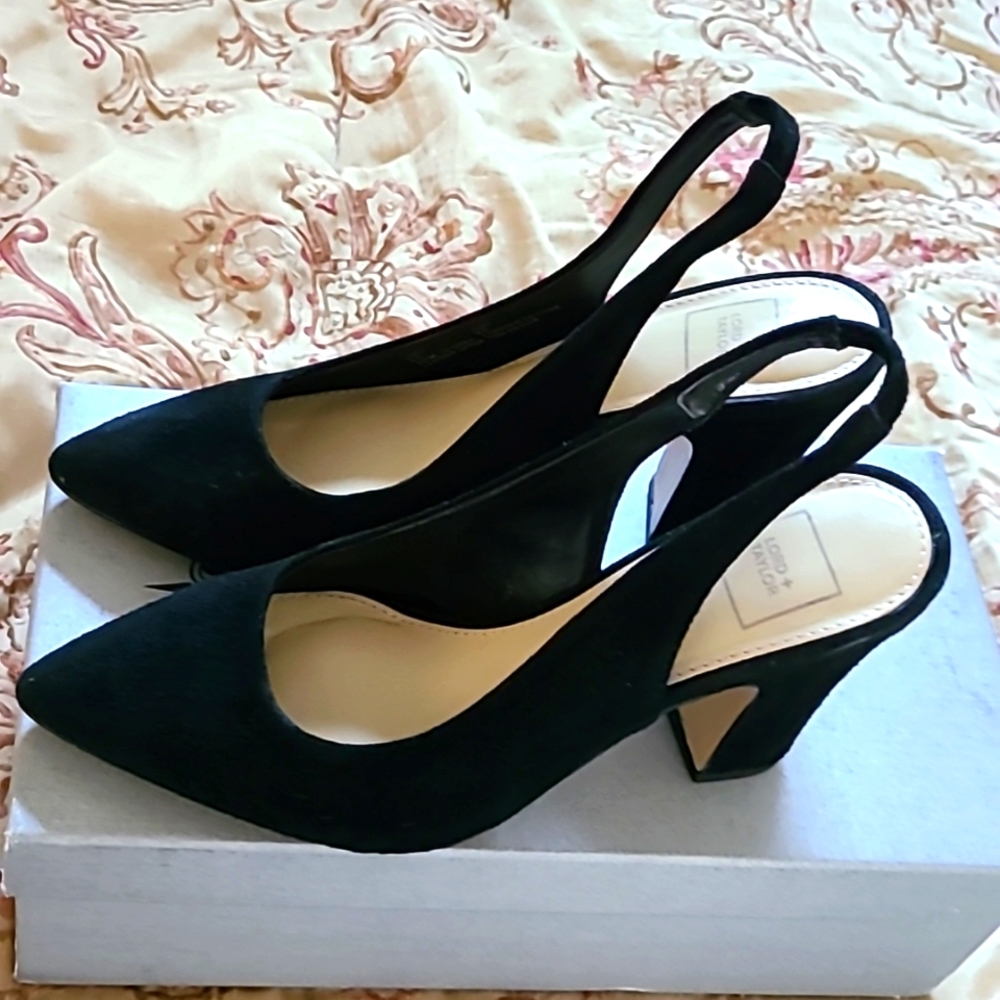 Black Suede slingback shoes
